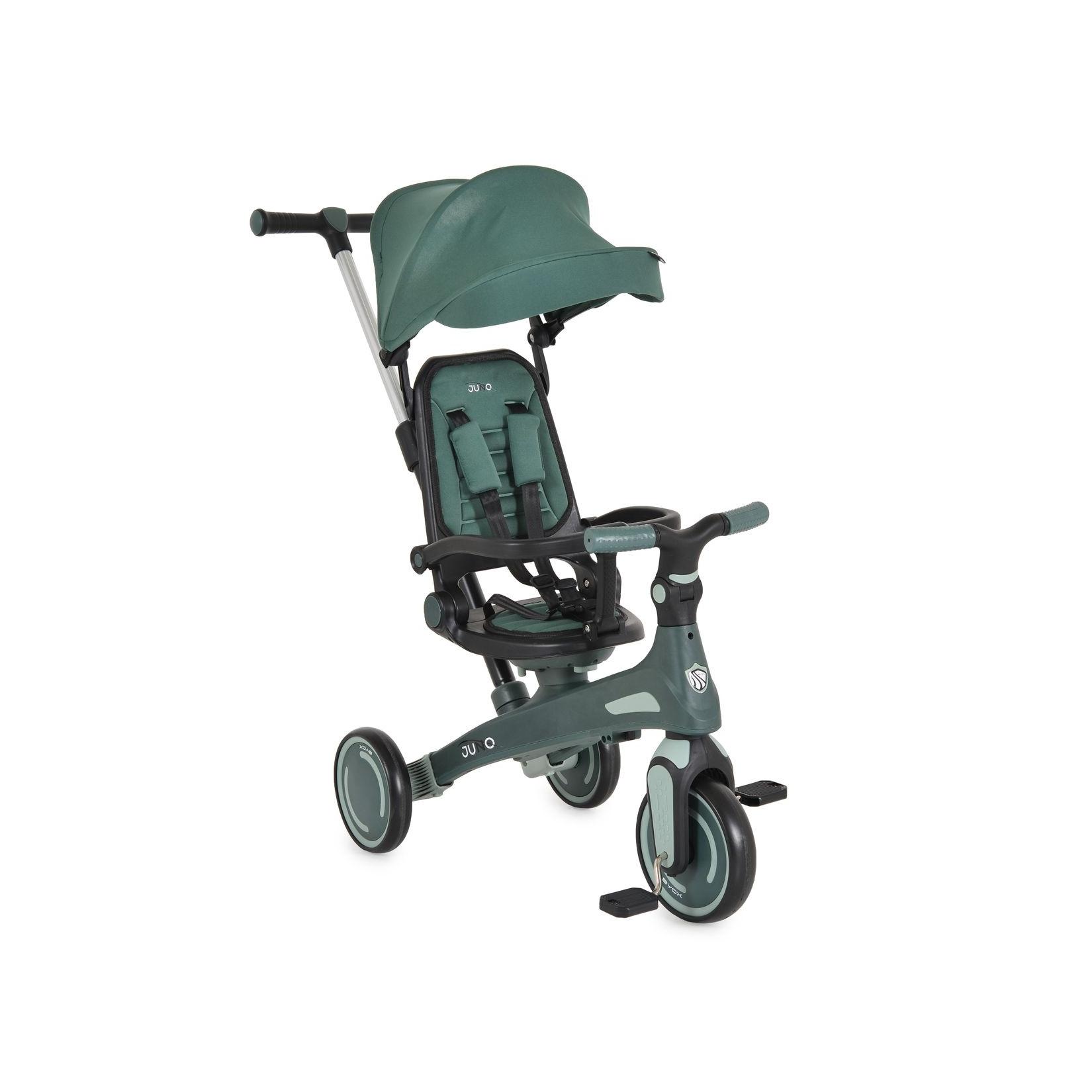 Byox Dreirad, Tricycle Juno 4 in 1 Laufrad Schiebegriff Sitzdrehung Sonnendach grün