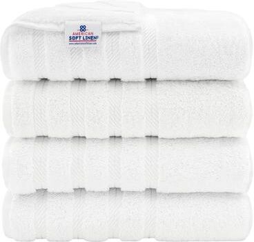 American Soft Linen 100% Cotton Turkish Bath Towels Large, 4 Pack Luxury Hotel Spa Quality Turkish Bath Towels Bathroom Sets