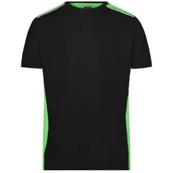 Herren Workwear T-Shirt Kontrast JN860, schwarz/lime-grün, Größe M - schwarz - M