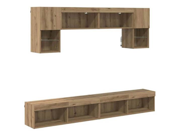 NOUVEAU Meuble télé - Unités murales TV avec LED 6 pc - Armoires de téléviseur - Chêne artisanal - 100x30x30cm 19017