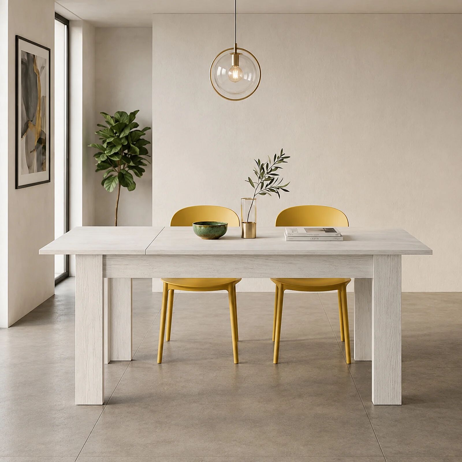 garneroarredamenti Tavolo da pranzo allungabile 160-210cm bianco frassinato Zenzero