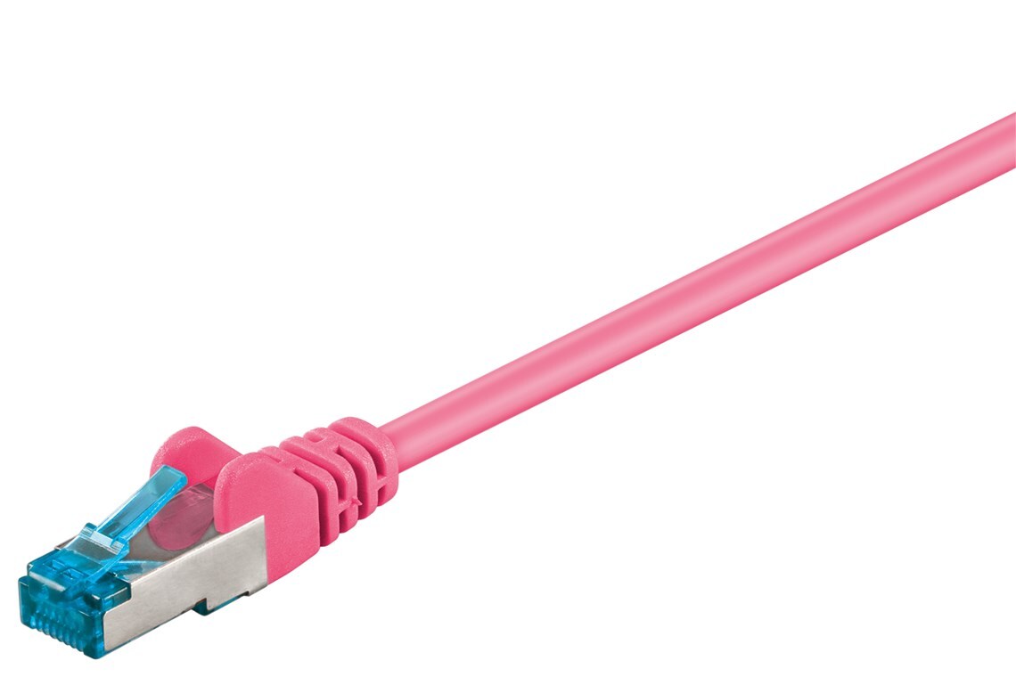 10x Goobay 93743 CAT 6A Patchkabel, S/FTP (PiMF), magenta, 2 m - Kupferleiter (CU), halogenfreies Kabelummantel (LSZH)