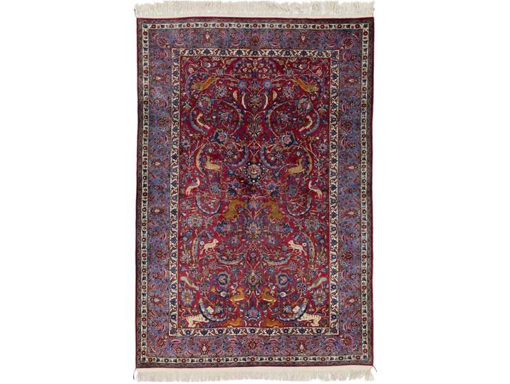 Keshan Seide Alt Teppich 134x206 Handgeknüpft Orientteppich Perserteppich Seide