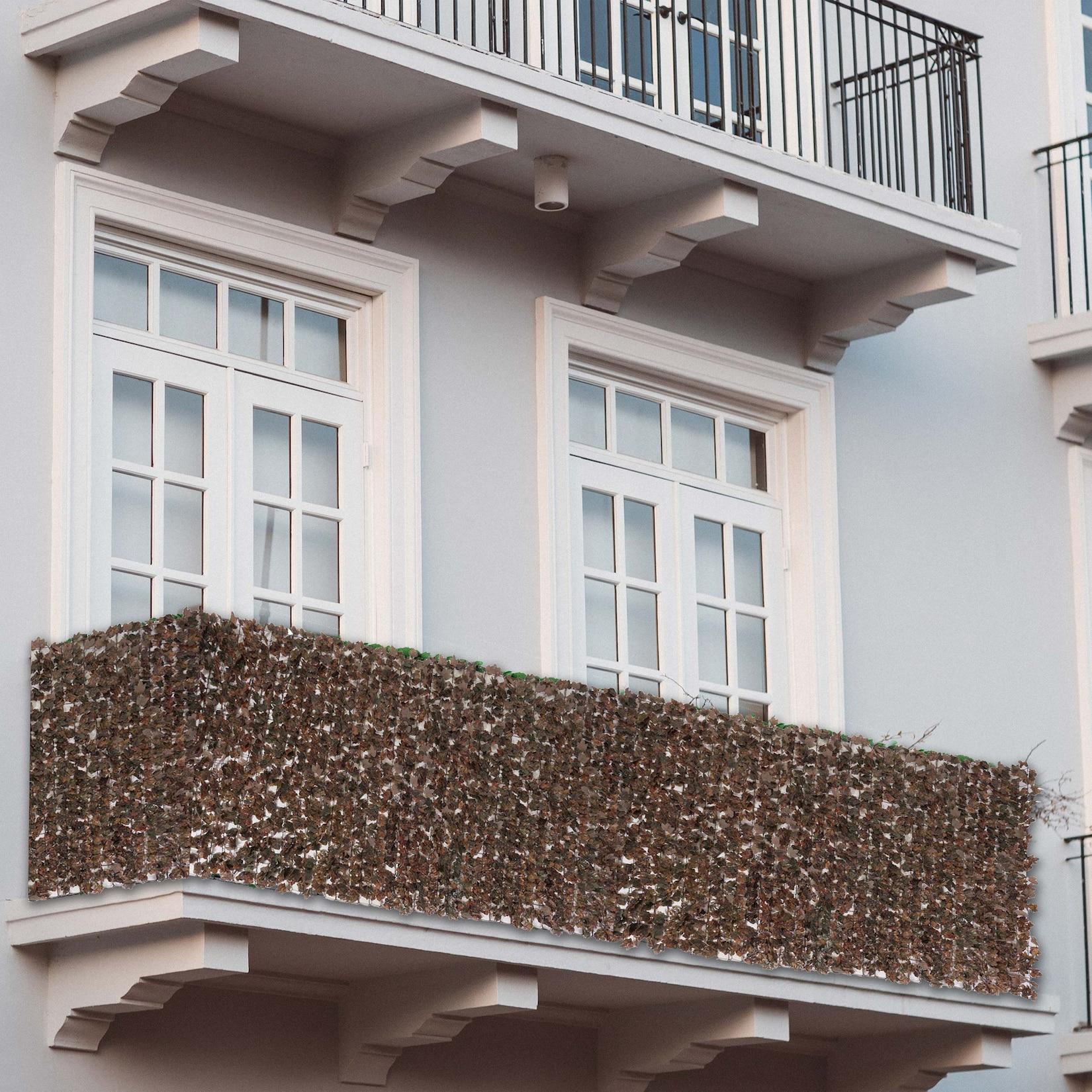 Balkonsichtschutz, Sichtschutz Windschutz Verkleidung für Balkon Terrasse Zaun ~ 500x150cm Ahorn braun