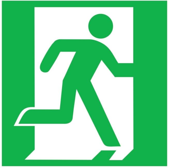 SafetyMarking Panneau de sortie de secours alu L200xH200 mm sortie droite photoluminescent ; wolk (15.0030)