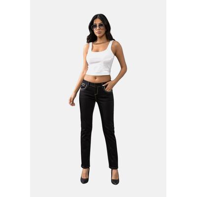 Slim-fit-Jeans CIPO & BAXX "Jeans", Damen, Gr. 25, Länge 32, schwarz, 86% Baumwolle, 10% Elasthan, 4% Polyester, unifarben, slim fit lang, Jeans Slim-fit-Jeans, mit auffällig farbigen Ziernähten, WD256