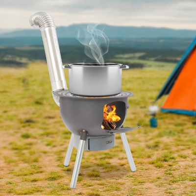 Drop Dash Deals Portable Wood Stove Camping Wood Burning Stove With Chimney Pipe For Outdoor BBQ Portable Wood Stove Camping Wood Burning Stove With Chimney Pipe For Outdoor BBQ