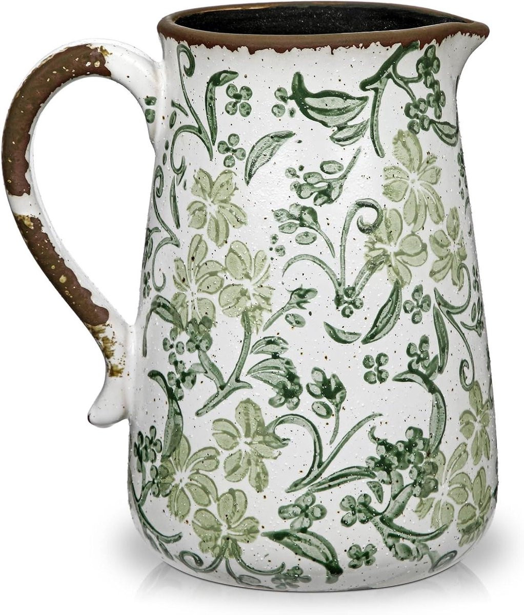 Groene keramische vaas voor woonkamerdecoratie, 28 cm hoog