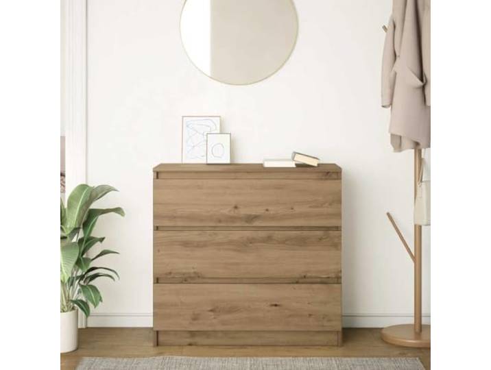 KTHLBRH Sideboard Eiche Handwerk 80 x 35 x 76 cm 3 Schubladen Stabiles technisches Holz, robuste Platte, einfache Reinigung, Verwendung im Wohnzimmer oder in der Küche