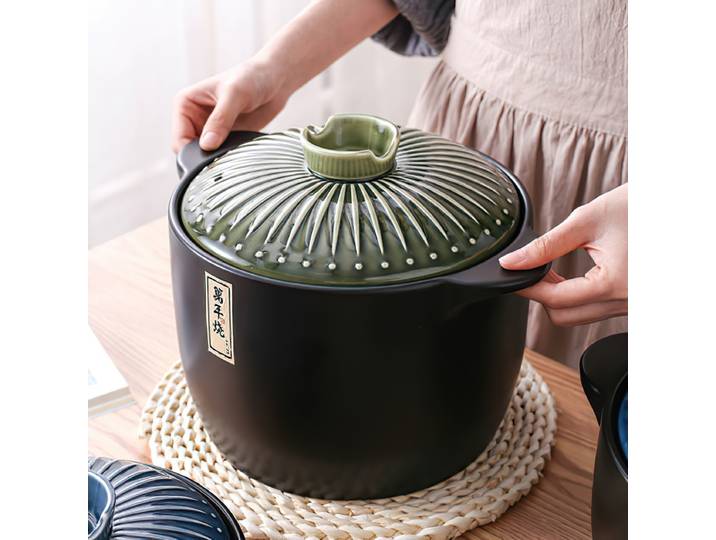 Marmite en céramique ronde japonaise, ustensiles de cuisine, fournitures de cuisine domestiques, casserole, taille multiple, vert, bleu, 2.5-6L