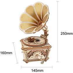 Rokr Diva Gramophone Musikbox Holz, 200 Teile