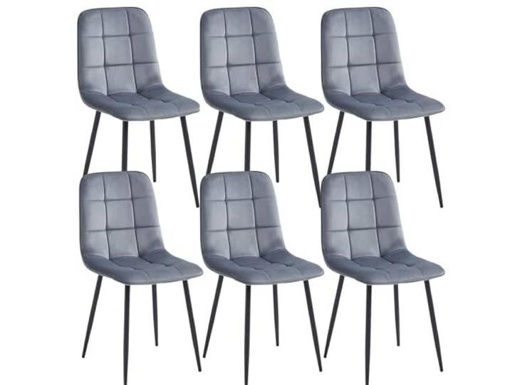Colenis - Ela Esszimmerstühle - 6er Set - Grau - Samt - Für Esszimmer, Küche & Wohnzimmer - Modernes Design