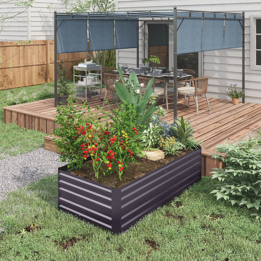 Dakota Fields Breia Raised Beds for Garden, 180 x 90 x 59 cm Dark Grey 59cm H X 90cm D