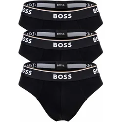 BOSS Herren Slips, 3er Pack - Briefs 3P Power, Cotton Stretch, Logo, einfarbig Schwarz / L