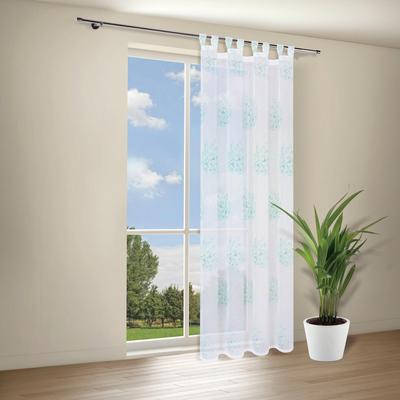 Gardine GERSTER "Indira" Gr. 1, grün (mint, weiß), B:140cm H:245cm, Wirkware, Polyester, Gardinen, Gardine, Schlaufenschal "Indira" mit Prägedruck