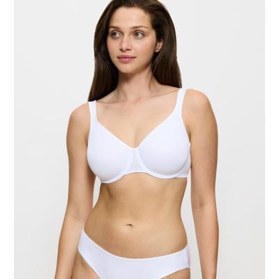 Minimizer-BH TRIUMPH "Comfort Minimizer", Damen, Gr. 75, Cup C, weiß, Microtouch, Obermaterial: 71% Polyester, 18% Polyamid, 11% Elasthan (LYCRA), BHs Minimizer-BH, verkleinert optisch die Brüste, Spitzendetails
