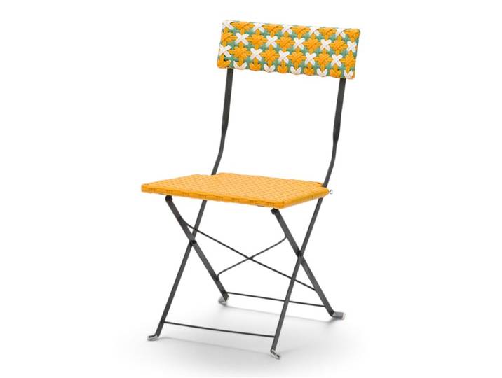 Chaise GARDEN pliante - Tressage Jaune Vert et Blanc