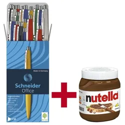 Schneider 50er-Pack Kugelschreiber »Office« inkl. Nougatcreme »nutella« 450g silber