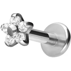 Titan Labret mit Innengewinde BLUME MIT 5 KRISTALLEN