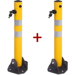 Park- und Absperrpfosten 1+1 GRATIS, klappbar, Kunststoff, Höhe 700 mm, gelb, 1+1 GRATIS