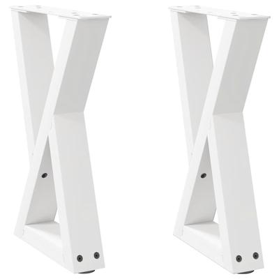 Helloshop26 - Set aus 2 verstellbaren Couchtischbeinen 28 x 43 cm elegantes modernes Design aus weißem Stahl