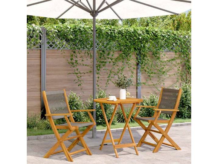 90313&Mode Ensemble de bistro - 3 pcs - (Table et 2 chaises de jardin) - gris polypropylène et bois massif - 70x75 cm