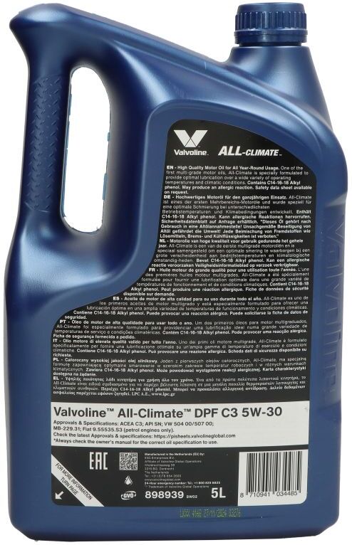 Motoröl VALVOLINE 908838 All Climate DPF 5W30 5L