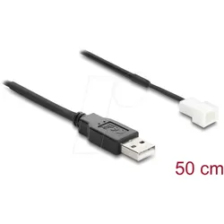DELOCK 91227 - Lüfterkabel USB 2.0 Typ-A Stecker zu 3 Pin, 0,50m
