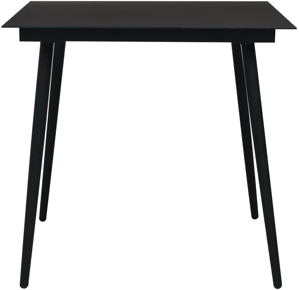 Latitude Run Etrella Square Glass Top Dining Table with Steel Base Black