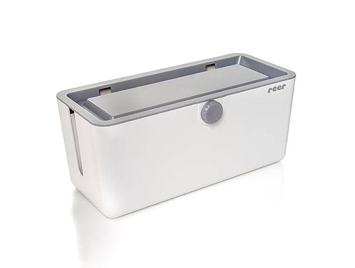 reer CableGuard Kabelbox Baby, Kabelmanagement für Steckdosenleisten, Weiß