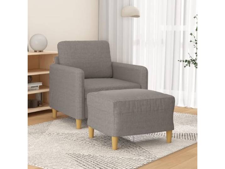 HEFZGDB Sessel mit Hocker Taupe 60 cm Stoff Polster Stuhl Bequem Entspannen Lesen Fernsehen Strapazierfähig Atmungsaktiv Langlebig Robustes Gestell Sperrholz Metall Dick Gepolstert