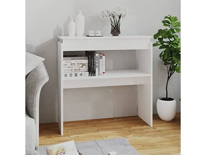 BULANED Konsolentisch, Beistelltisch, Sideboard Wohnzimmer, Flur Möbel, Couchtisch, Regal Wohnzimmer, Wohnzimmer Tisch, Weiß 80x30x80 cm Spanplatte