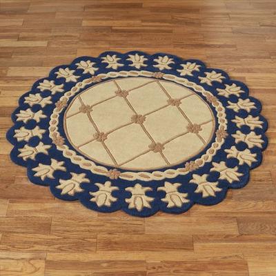 Feizy Import Regal Empire II Round Rug Gold with Navy 5' Round, 5' Round, Gold with Navy