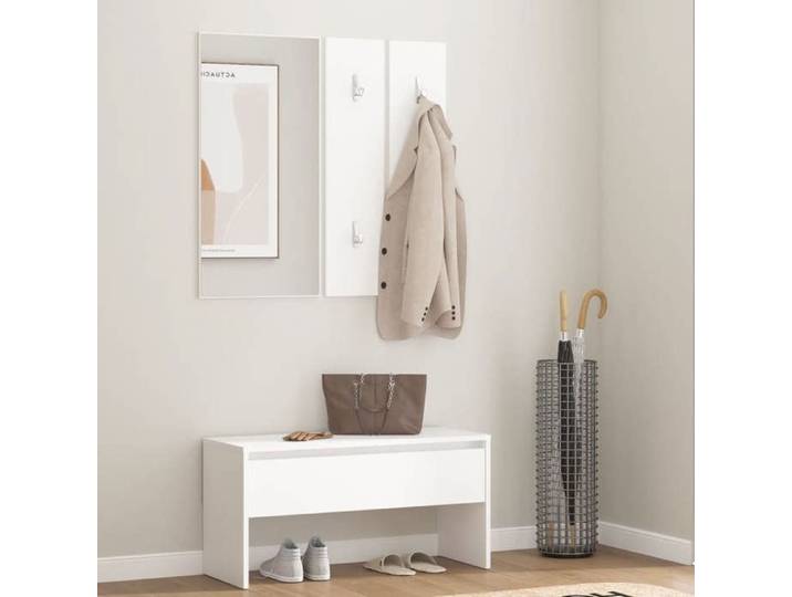 SALE 2026  Banc à chaussures Blanc - Ensemble de meubles de couloir Blanc Bois d'ingénierie PRO450981951