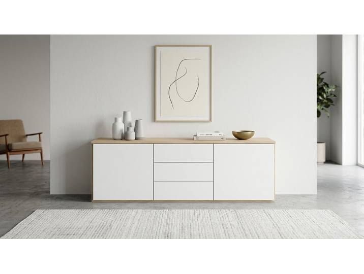 Elegantes Sideboard Eiche Weiß geölt
