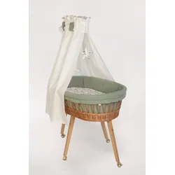 Mionido Stubenwagen Lounge 85 x 45 cm Holz, Textil, Natur Grün Mint