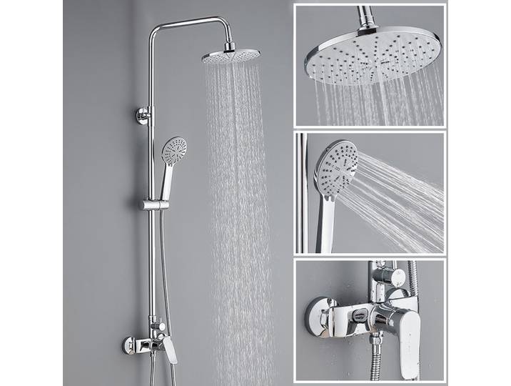 Ensemble de système de douche à main 360 ° Douche de pluie aérienne rotative, 5 vitesses, pulvérisation de douche haute pression, outil de salle de bain polyvalent