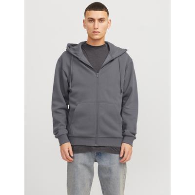 Kapuzensweatjacke JACK & JONES "JJEBRADLEY mit Kapuze, ideal für kalte Jahreszeit", Herren, Gr. L, grau (castlerock), angeraute Sweatware, Obermaterial: 61% Polyester, 39% Baumwolle, unifarben, relaxed fit normal, ohne Ausschnitt, Rippbündchen,...
