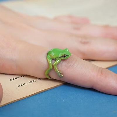 Laubfrosch-Ring, verstellbarer Laubfrosch-Ring, handgefertigter Frosch-Ring, niedliche Tier-Fingerringe im Vintage-Stil, lustiger neuster Laubfrosch-Ring, offener Ring, Alltagsschmuck für Frauen,