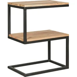 BEISTELLTISCH Massivholz Metall S-Form Landhausstil AKOLA, Akazie 30x45x60 cm