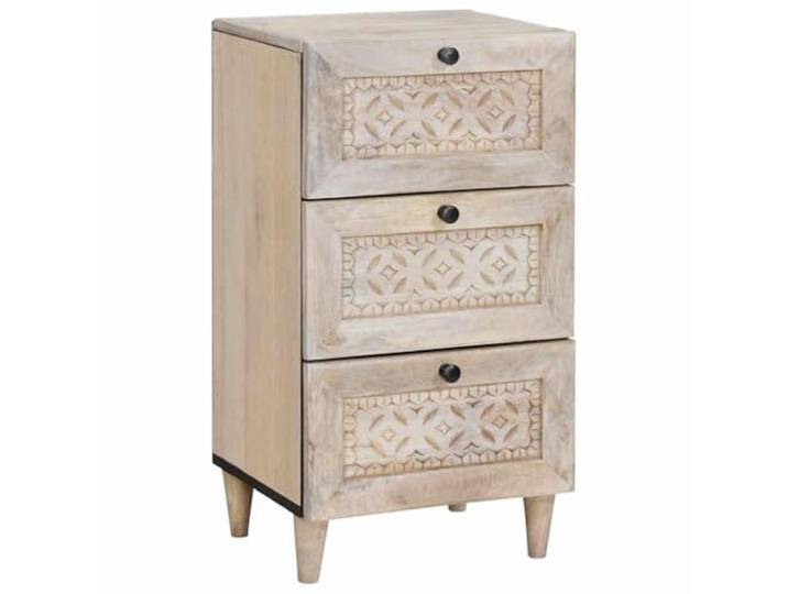 GHVBNMF Sideboard Weiß aus Mangoholz mit Schublade 33,5x40x75 cm Kompakte Kommode aus Massivholz und Holzwerkstoff für Esszimmer und Schlafzimmer, Kunstvoll geschnitzter Rahmen.