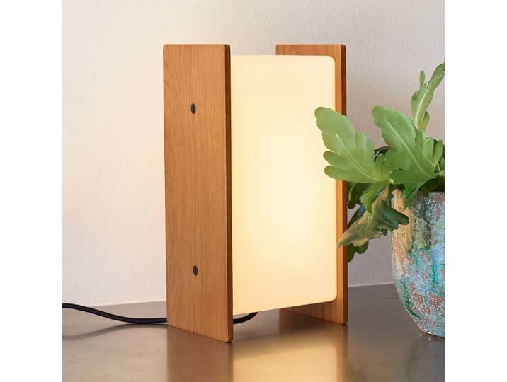 Hübsch Tischlampe Sabi, dimmbar, weiß / opal, für Wohn- / Esszimmer, Holz, Design