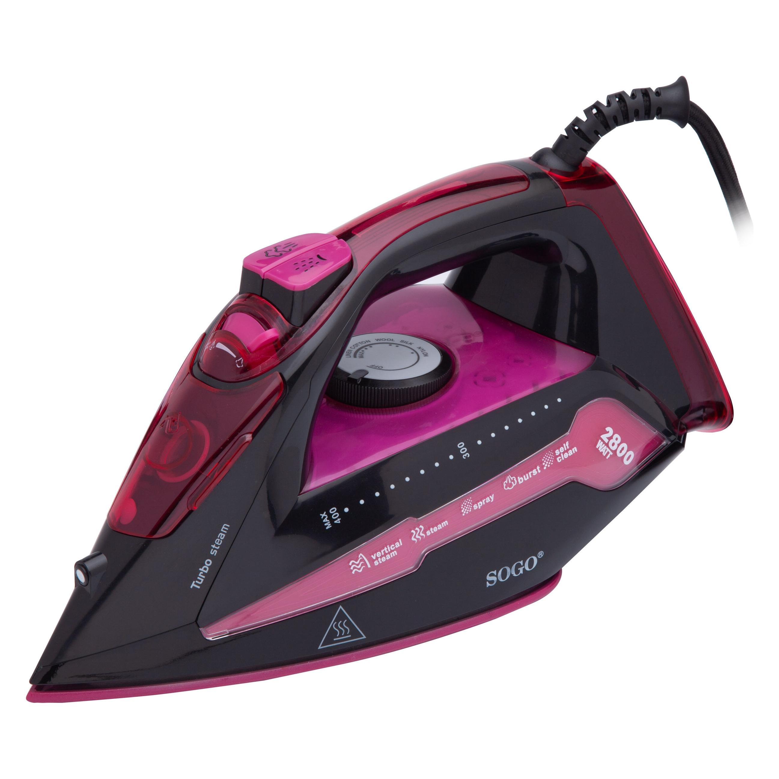 Sogo Professional Ceramic Iron with Adjustable Control, Anti-Calc (2800 W, 60 g/min) (SOGO076)