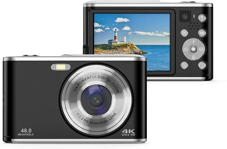 INF Digitalkamera 4K 48MP 16x Zoom Webcam mit 32GB Speicherkarte Schwarz