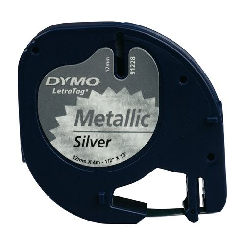 Dymo LetraTag Band 12mm x 4m sw/silb schwarz auf silbermetallic,Plastik