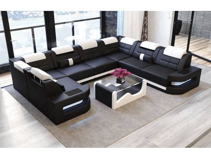 Wohnlandschaft Como U-Form in Leder
