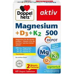 Doppelherz aktiv Magnesium + D3 + K2 500 DEPOT 60 St Tabletten