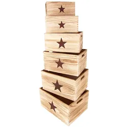 Natura Punto Deko-Holzboxen "Stern", 6er-Set