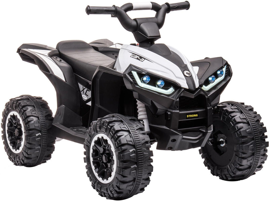 ZACOO 12V Kids Electric ATV HL578 Quad Ride-On Toy Car with Parental Remote Control, 2 Speeds, Wireless Music, LED Lights, Gradual Start & Treaded Tires for White