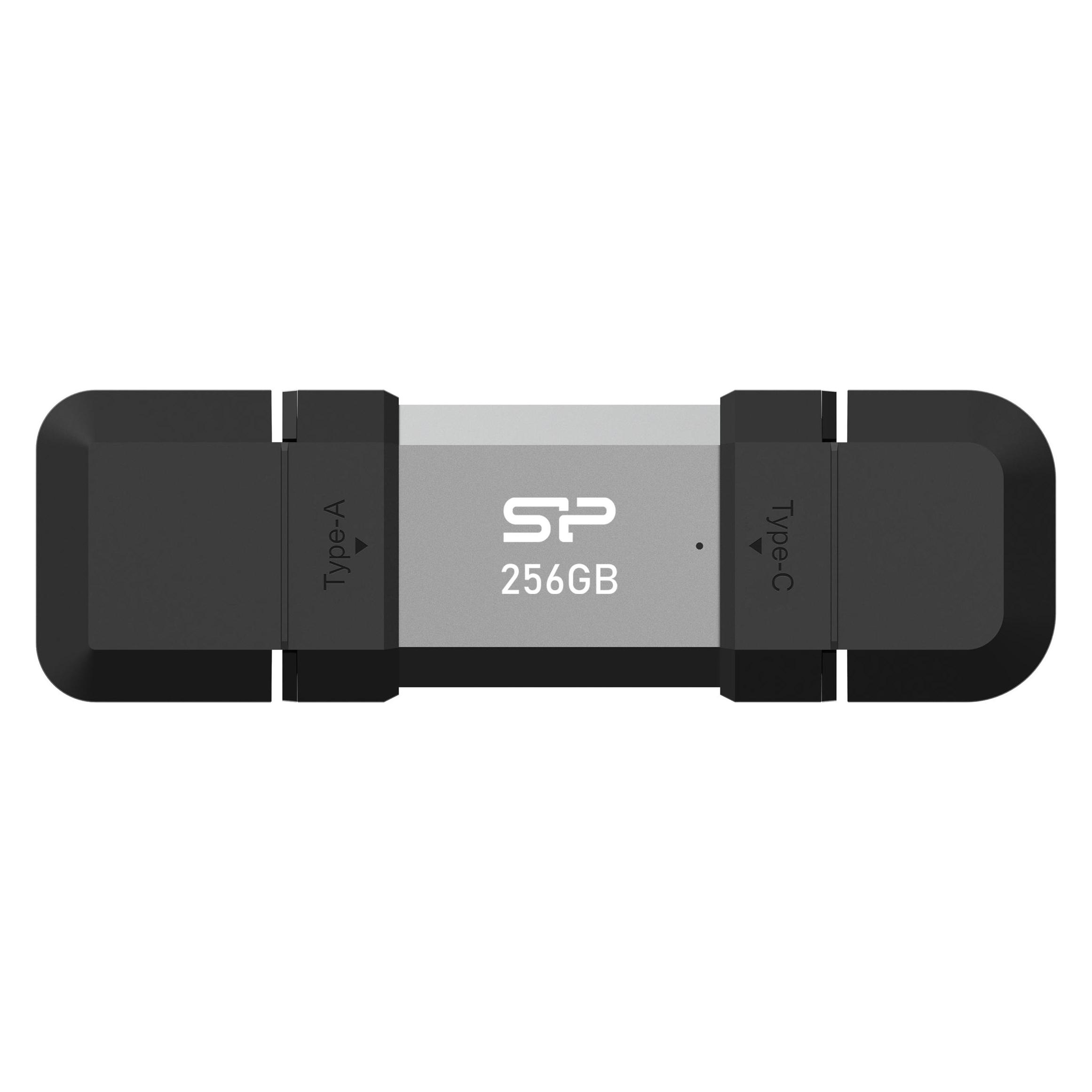 Silicon Power 256 GB, USB TYPE-A and TYPE-C FLASH DRIVE, MOBILE C51, Silver (256 GB, USB-A, USB-C) (SP256GBUC3C51V1S)
